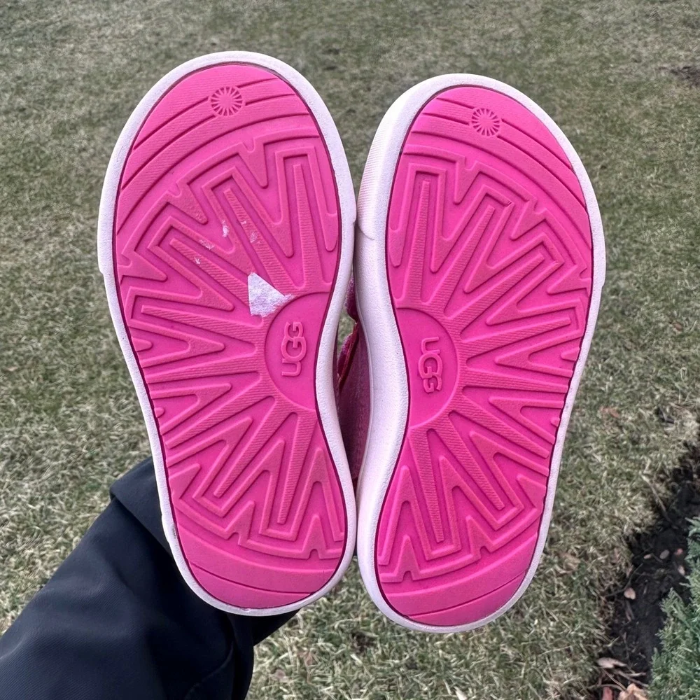 UGG Girl's T Rennon II Suede Leather Mashup Colorblock Sneakers Size 9 Pink Red‎